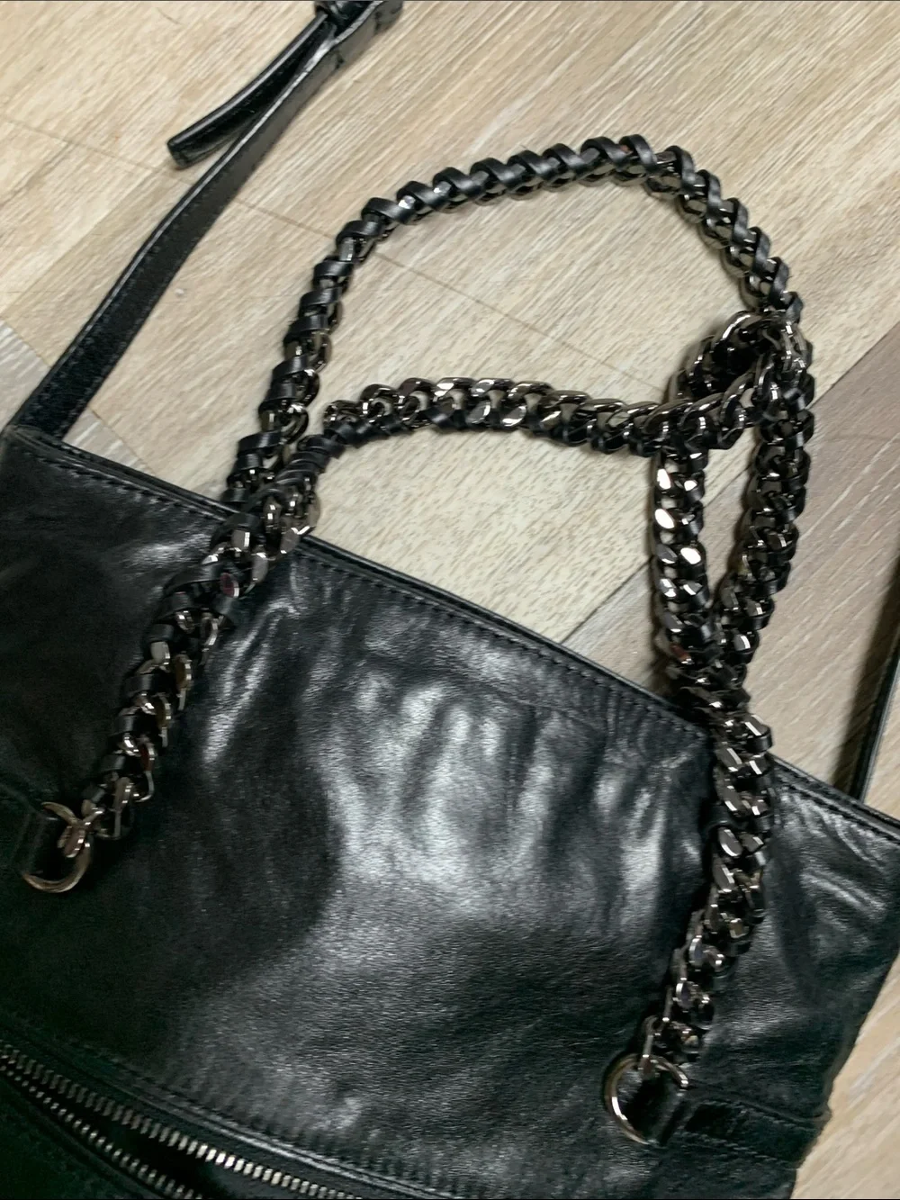 Michael Kors Black Leather Chain-Handle Satchel